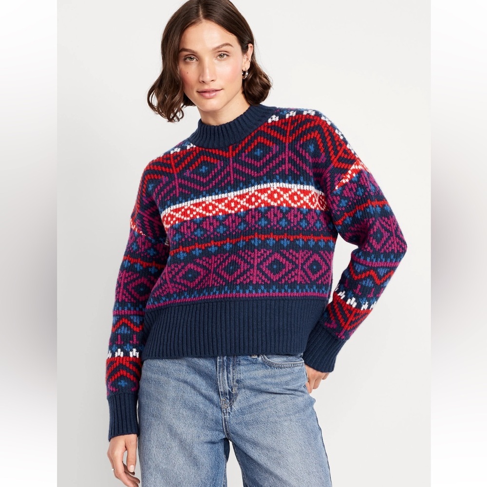 Old Navy SoSoft Mock Neck Fair Isle Sweater